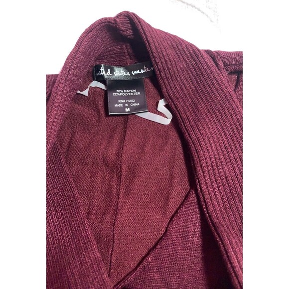 Side slits tunic top tie bow burgundy sleeveless hi-low stretch career casual M - Picture 3 of 11